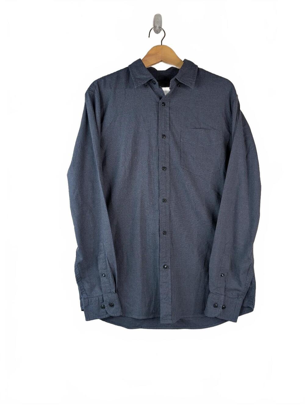 Banana Republic Luxe Flannel Slim Fit Shirt Large Blue Houndstooth‎ 100%Cotton L